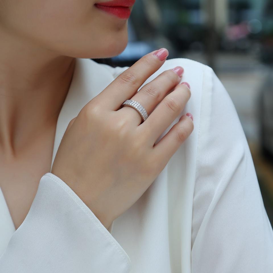 Moissanite Half Eternity Ring