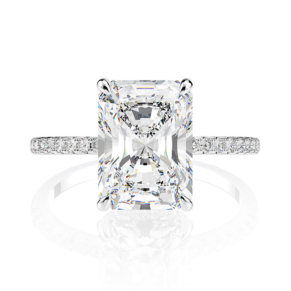 Halo Radiant Cut Moissanite Ring