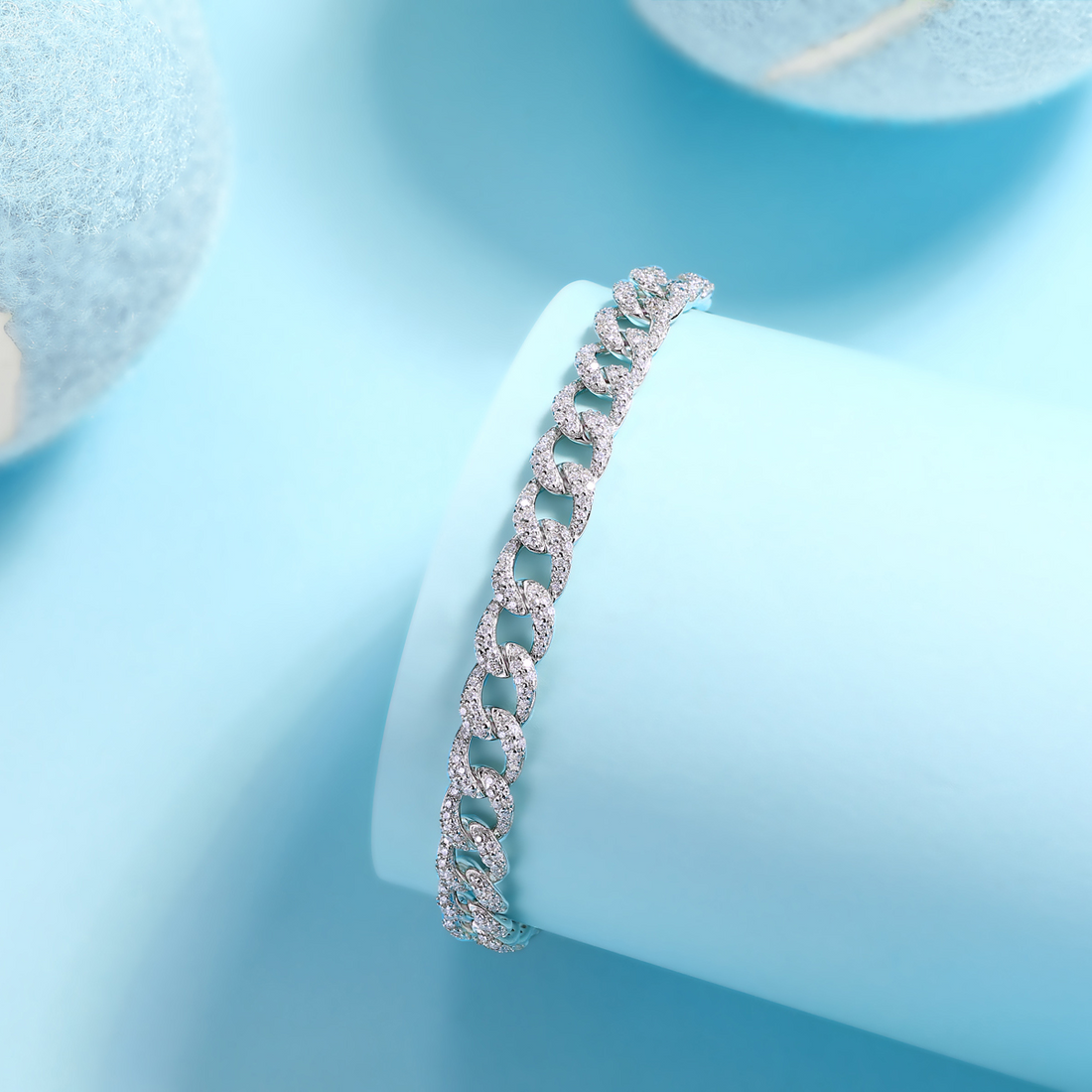 Half Moissanite Cuban Bracelet