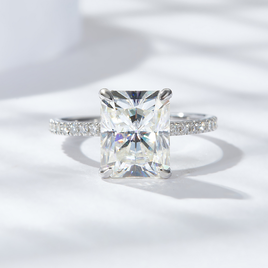 Halo Radiant Cut Moissanite Ring