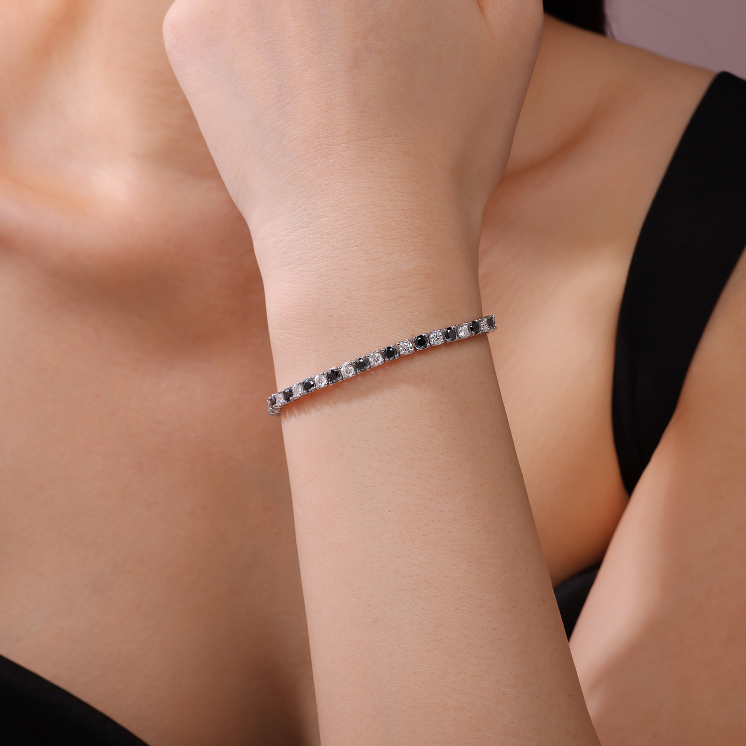 Black & White Moissanite Tennis Bracelet