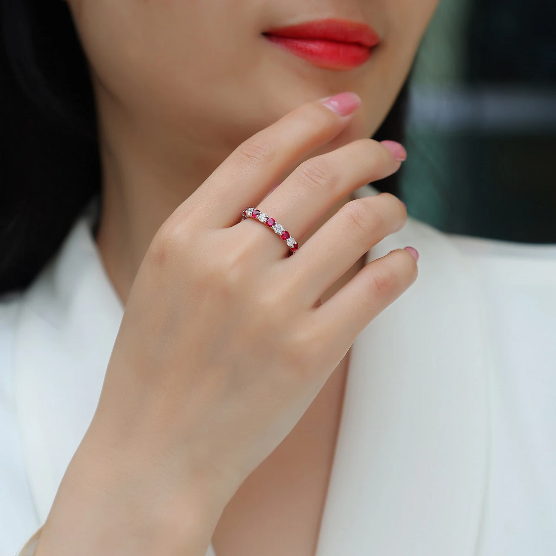 Amaris Ruby Moissanite Ring