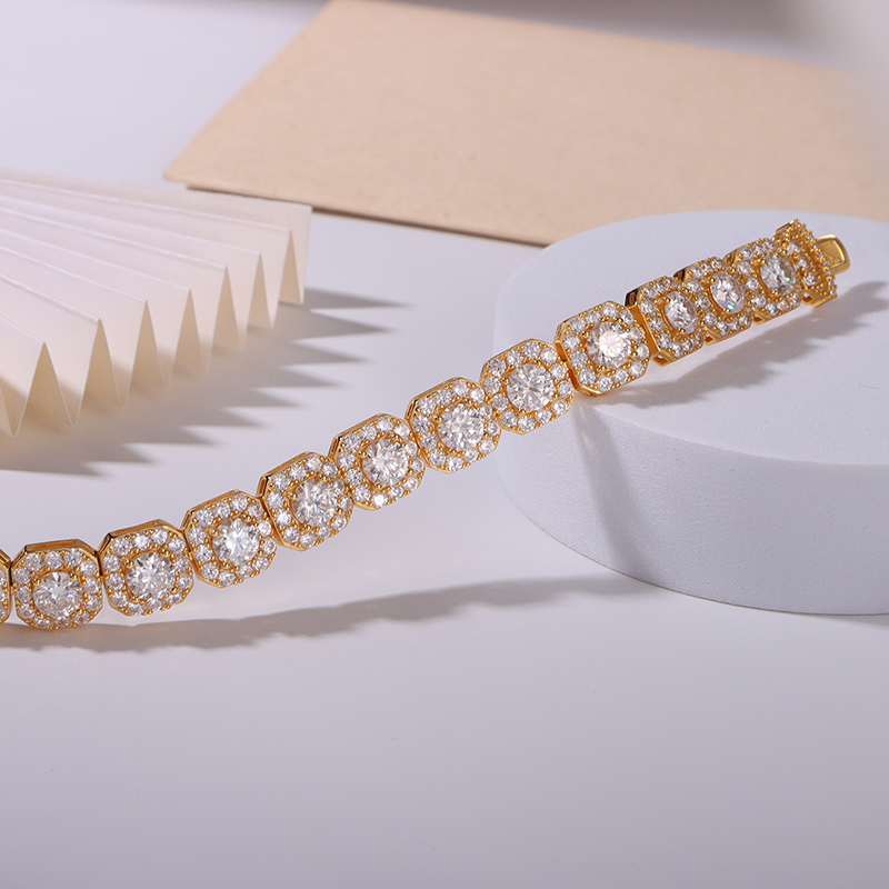 Round Baguette Moissanite Bracelet