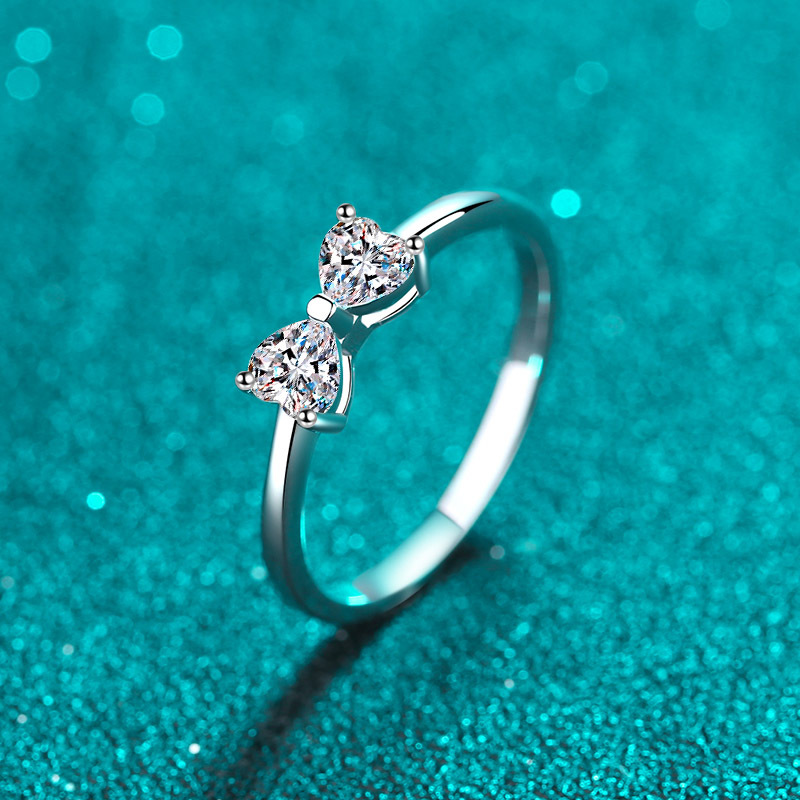 Double Heart Moissanite Ring