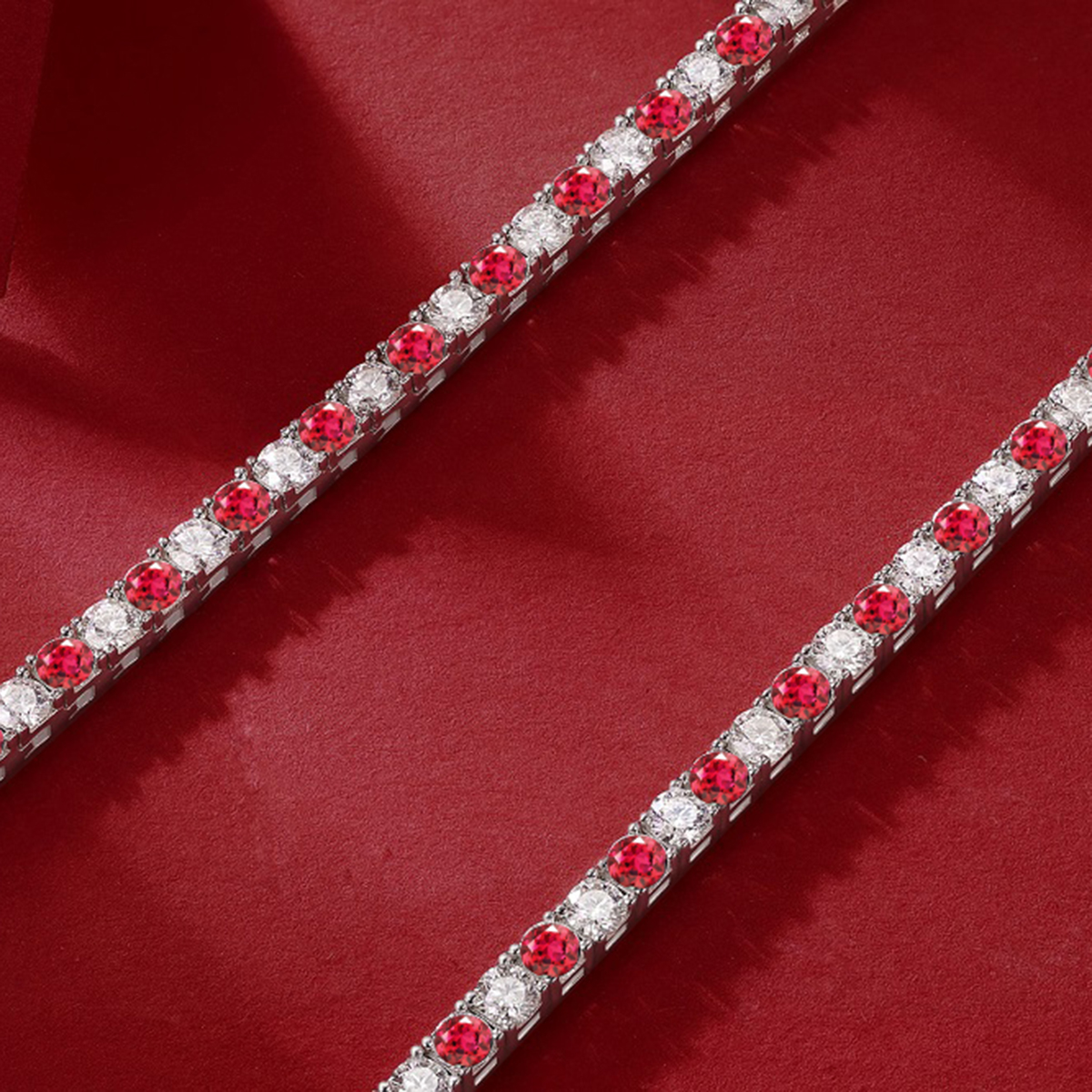 Neptune Red Moissanite Tennis Bracelet