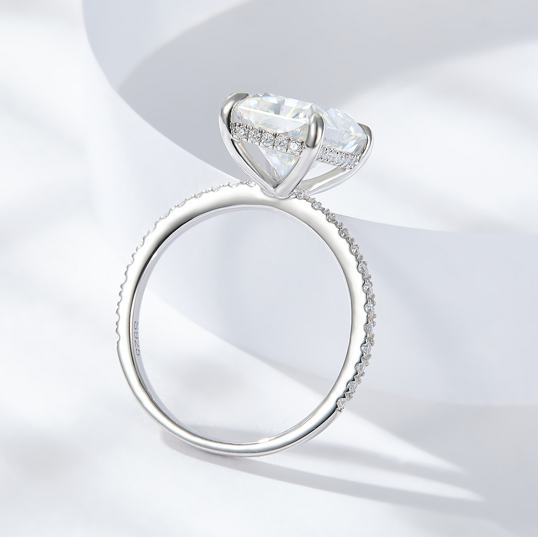 Halo Radiant Cut Moissanite Ring