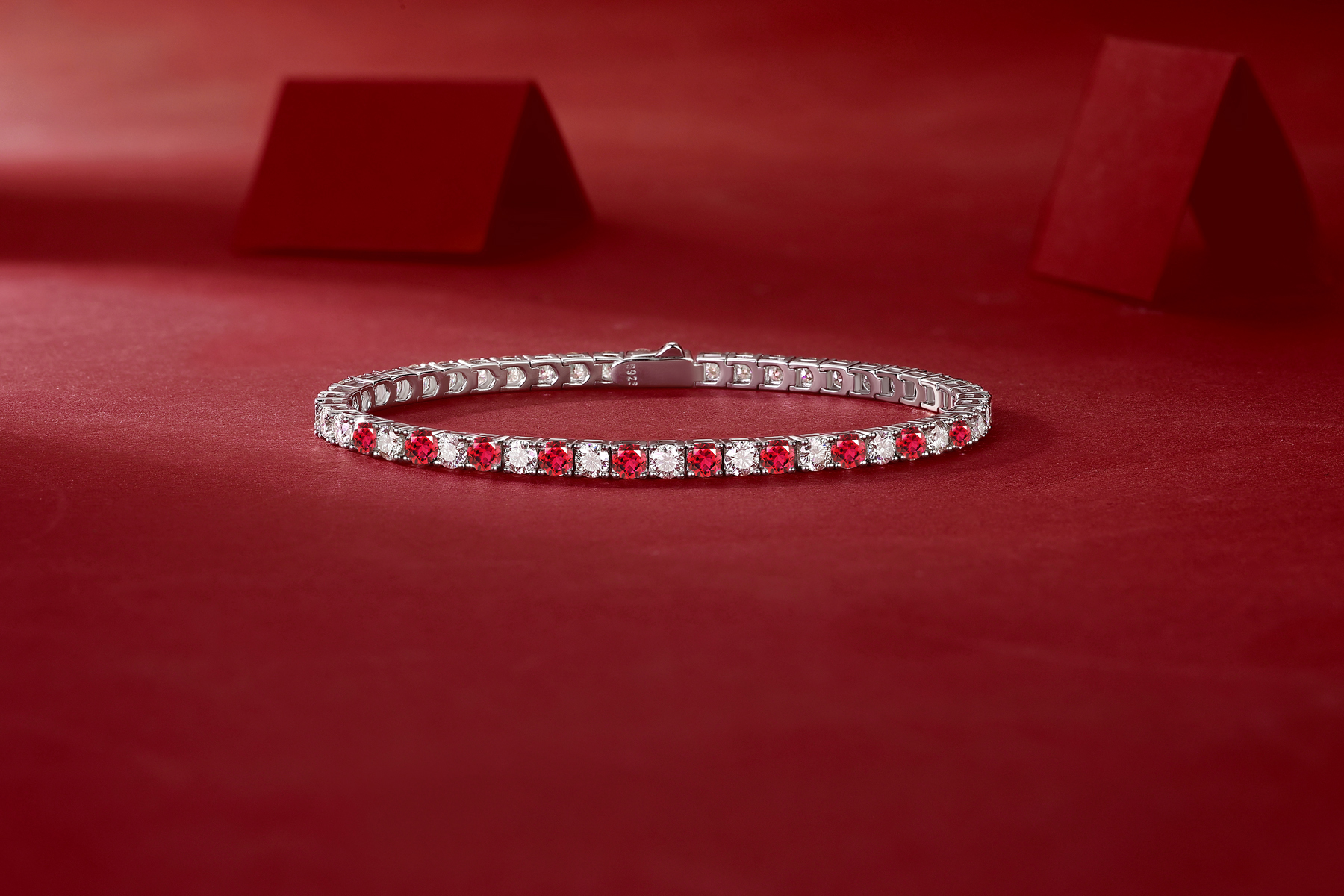 Neptune Red Moissanite Tennis Bracelet