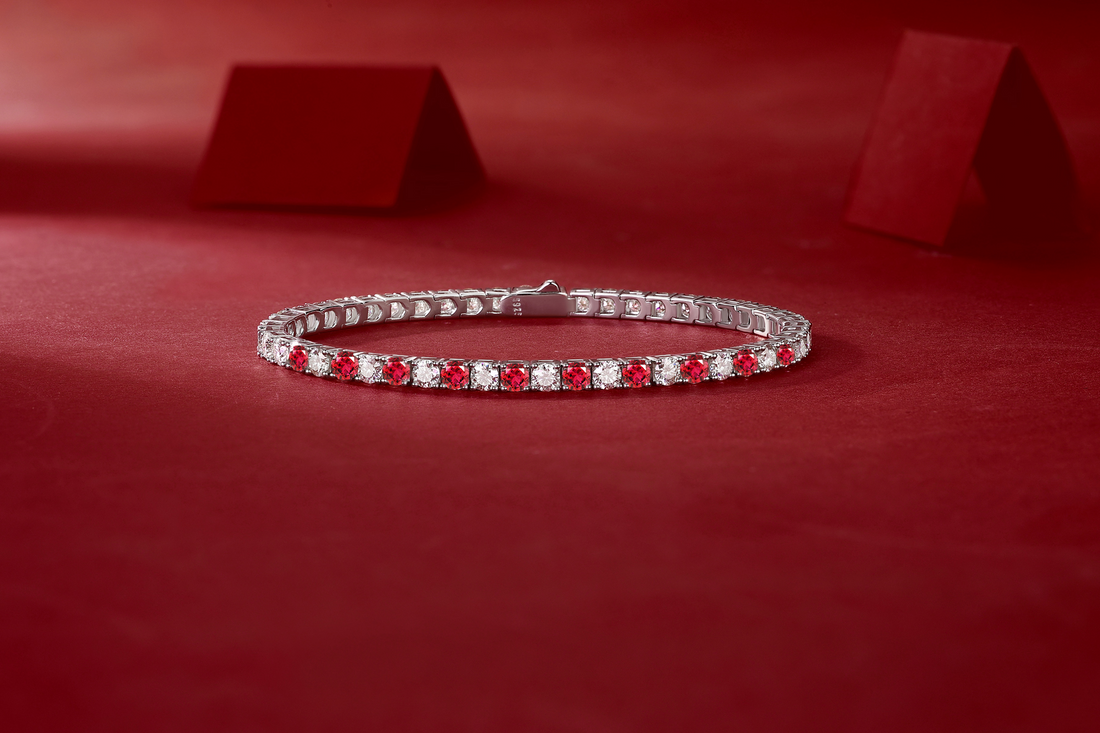 Neptune Red Moissanite Tennis Bracelet