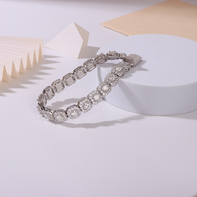 Round Baguette Moissanite Bracelet