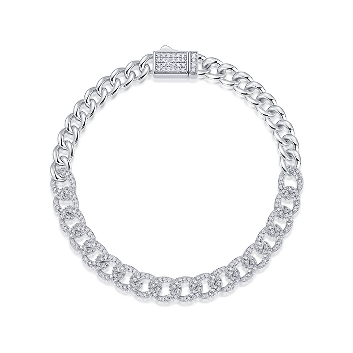 Half Moissanite Cuban Bracelet