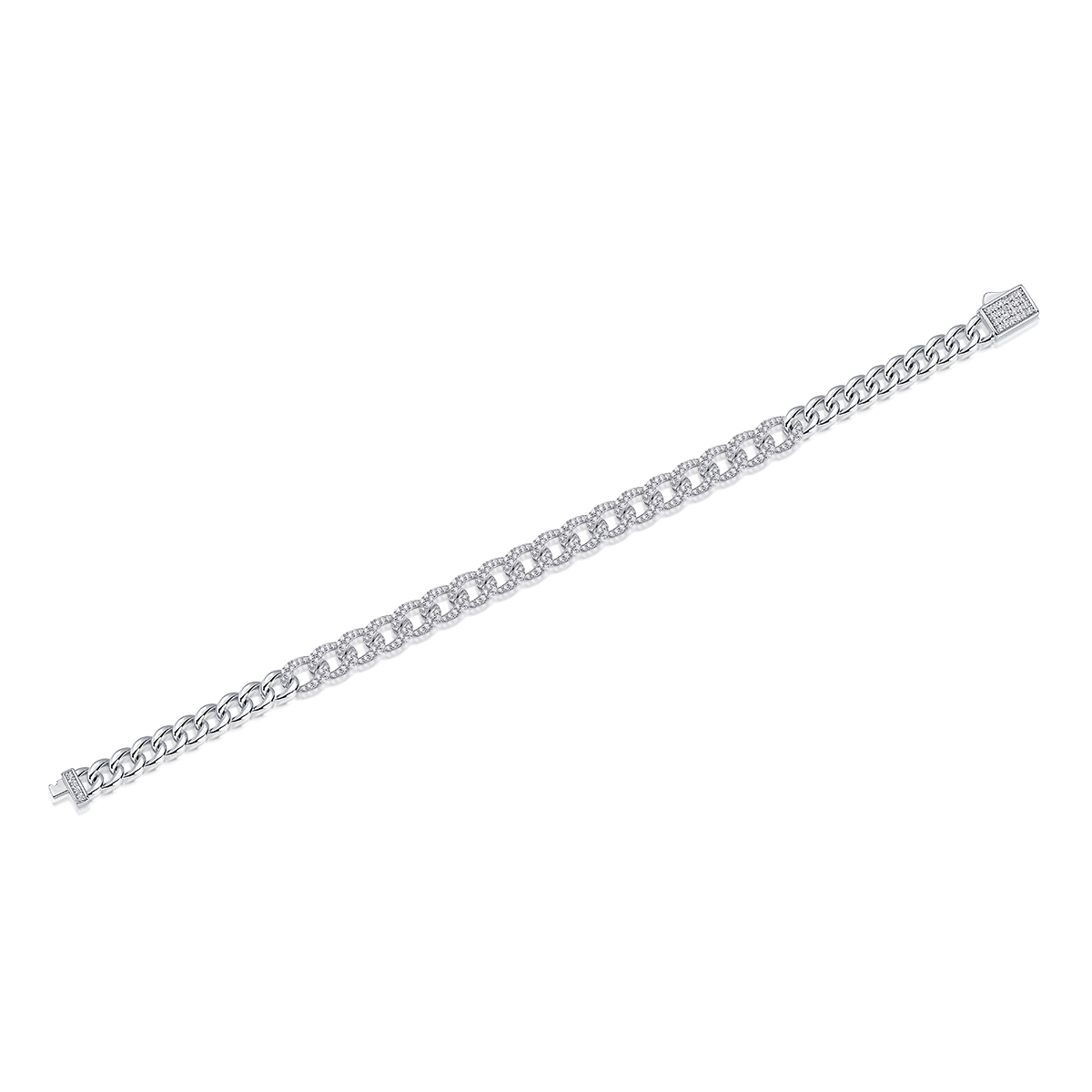 Half Moissanite Cuban Bracelet
