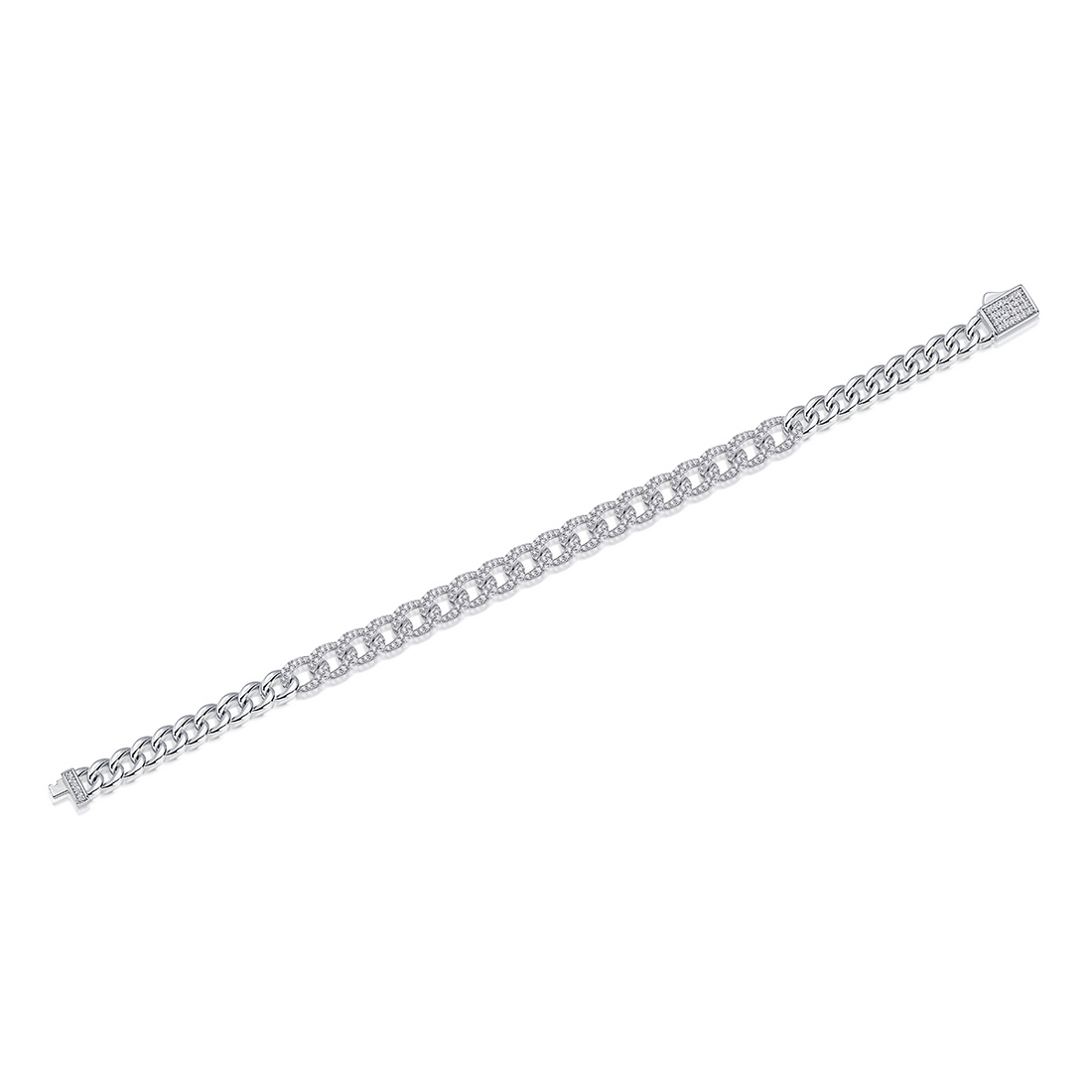 Half Moissanite Cuban Bracelet
