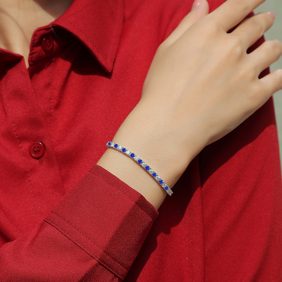 Orus Blue Moissanite Tennis Bracelet