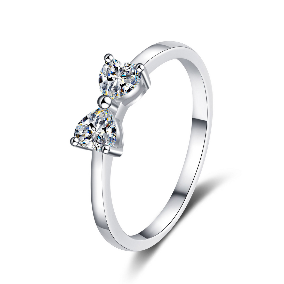 Double Heart Moissanite Ring