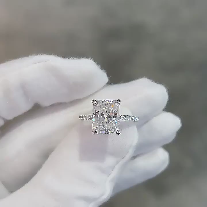 Halo Radiant Cut Moissanite Ring