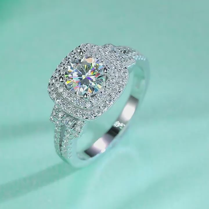 Double Halo Moissanite Ring
